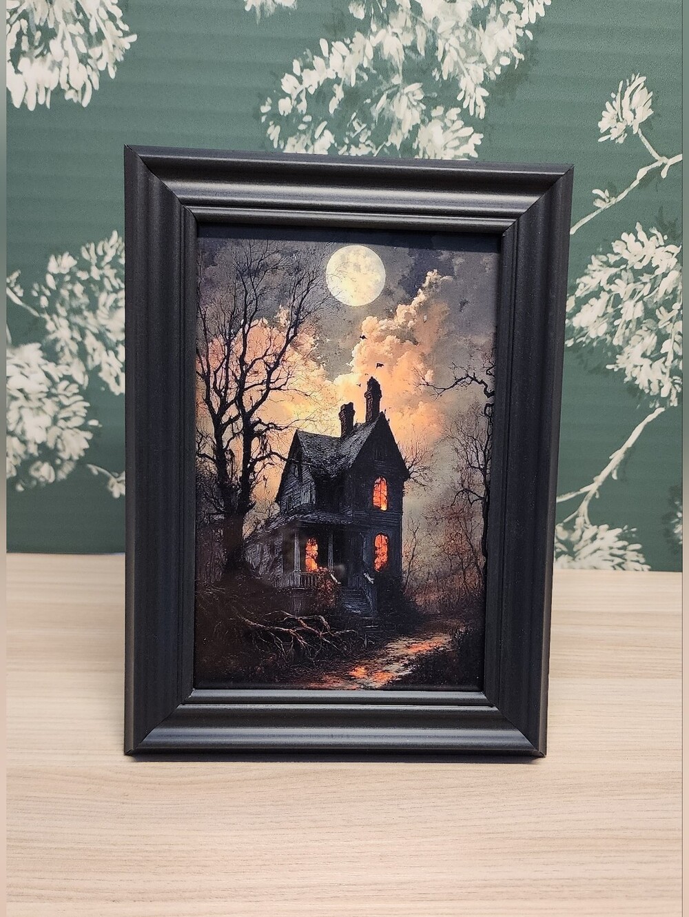 Black Framed Haunted House Art Print